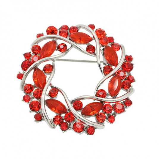 Strieborná brošňa Round red