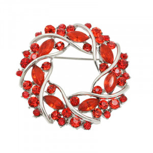 Strieborná brošňa Round red