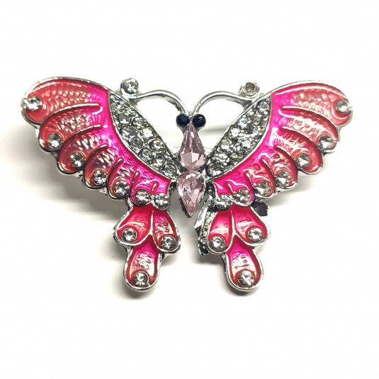 Strieborná brošňa motýľ ružový