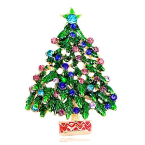 Pozlátena brošňa Vianočný strom